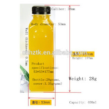 Bouteille de jus carrée / bouteilles de jus en PET de 400 ml / bouteilles de boisson à couvercle en aluminium épais de haute qualité